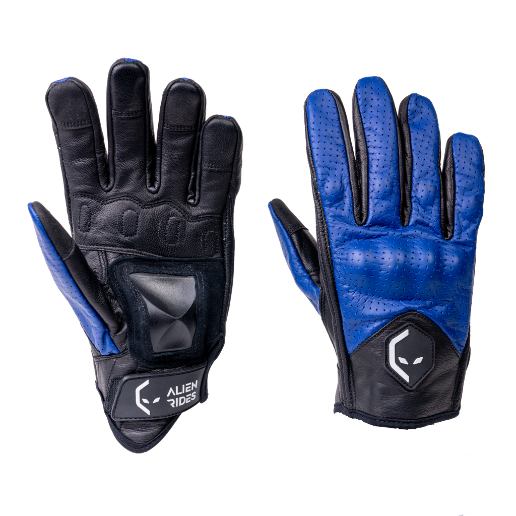 Leather gloves discount blue