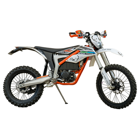 ar moto x electric motorcycle & dirt bike with orange and white accents